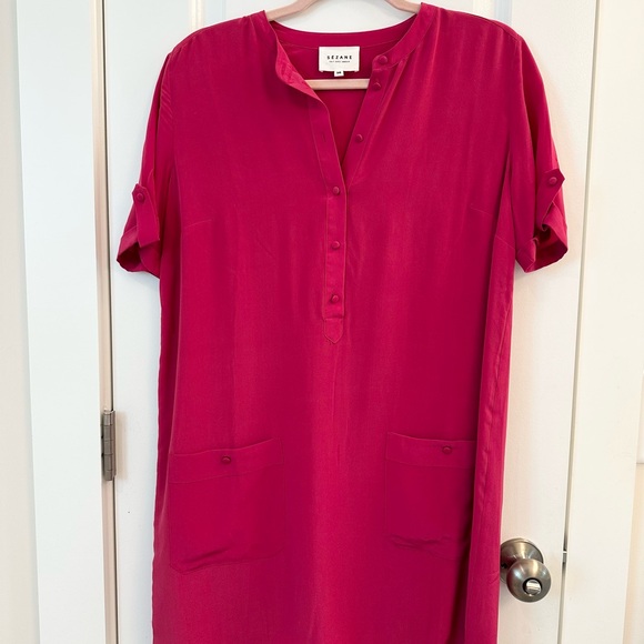 Sezane Pink Boxy Tunic Dress with Mandarin Collar - Picture 1 of 5